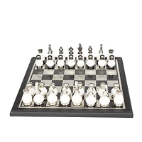 Black Aluminum Contemporary Game Set, 16" x 16" x 4"