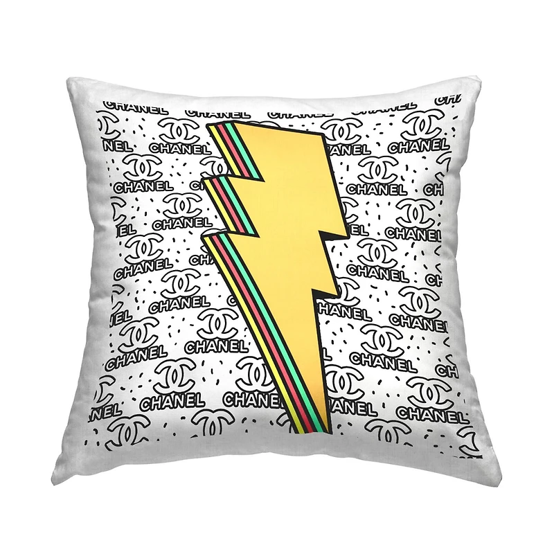 Stupell Industries Glam Lightning Bolt Pop Style Fashion Brand Throw Pillow, 18" x 18"