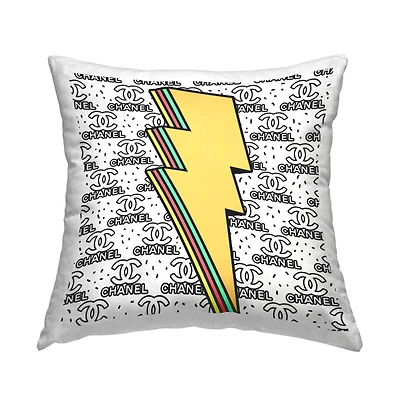 Stupell Industries Glam Lightning Bolt Pop Style Fashion Brand Throw Pillow, 18" x 18"