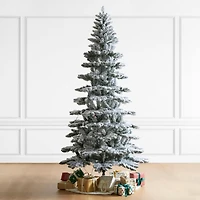 9ft. Pre-Lit Flocked Slim Spruce Artificial Christmas Tree, Warm White LED Lights