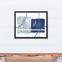 Abstract Blue Shapes Canvas Wall Art in Black Frame
