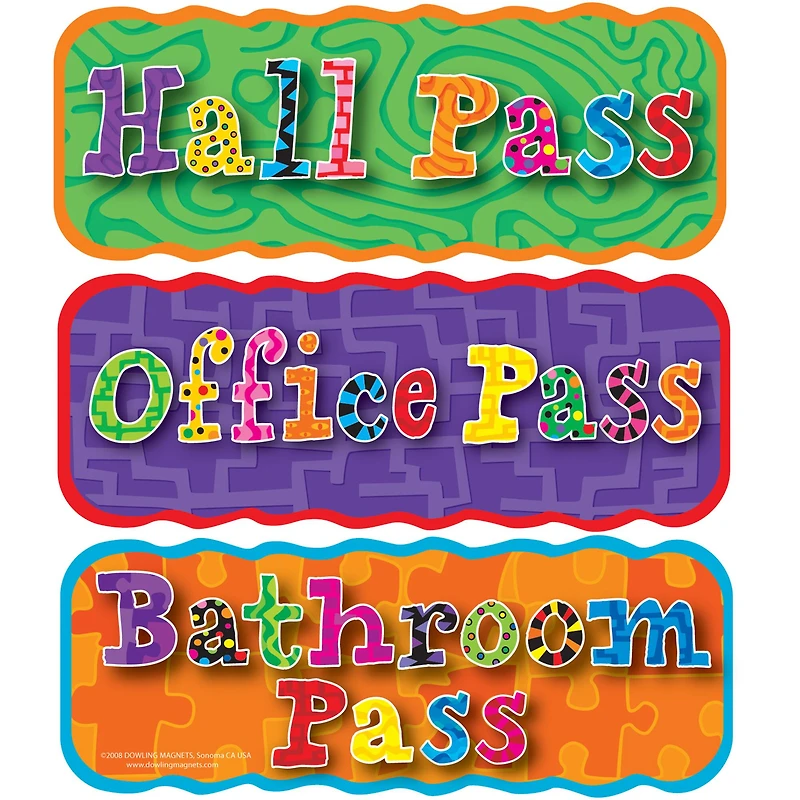 Dowling Magnets® Magnetic Hall Passes, 2 Pack of 3