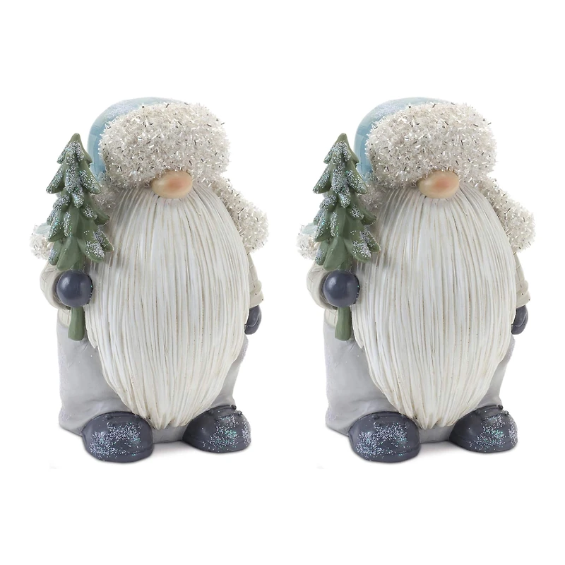 8.25" Gnome with Pine Tree Figurine, 2ct.