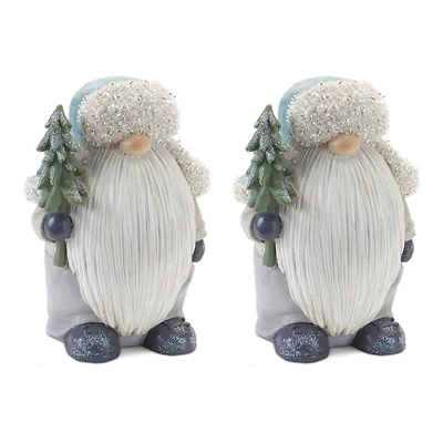 8.25" Gnome with Pine Tree Figurine, 2ct.