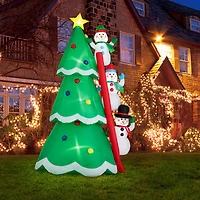 Glitzhome® 8ft. Lighted Inflatable Xmas Snowman Climbing Up Tree Décor