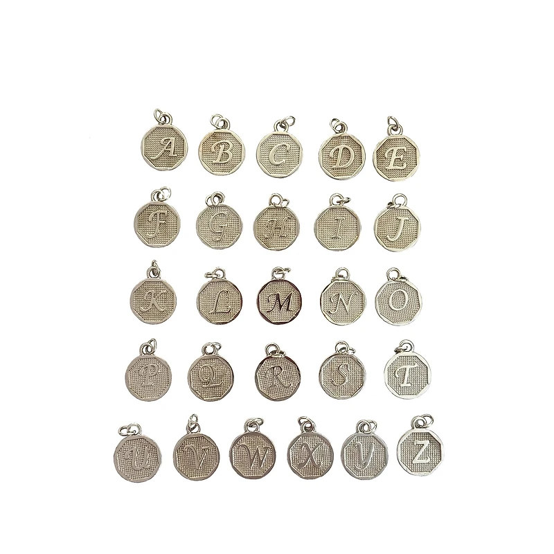 Blue Moon Studio™ Round Silver Alphabet Charm Set