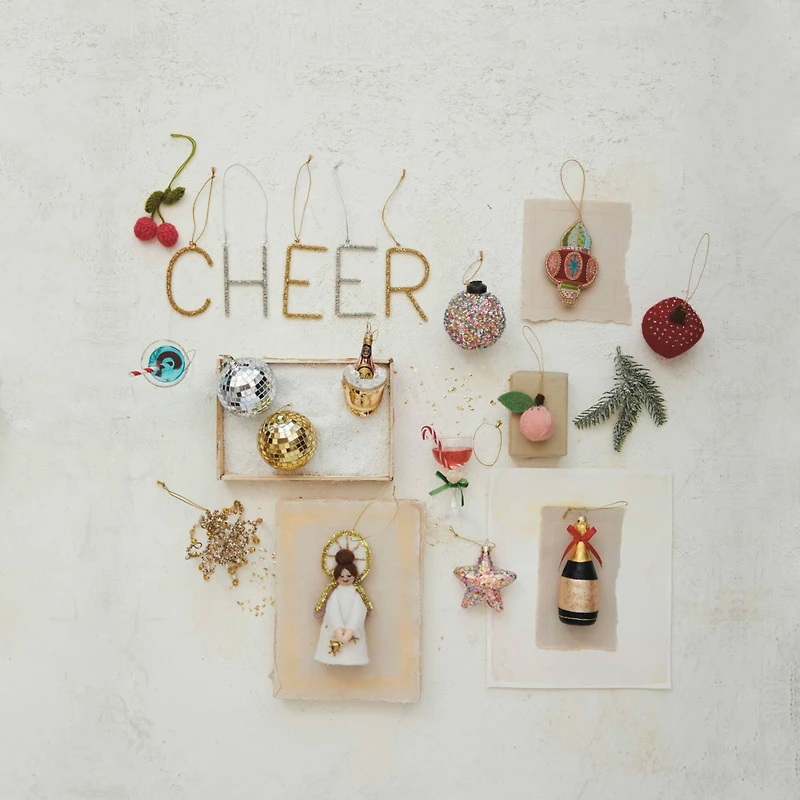 Hello Honey® 5.25" Glass Champagne Bottle Ornament with Bow