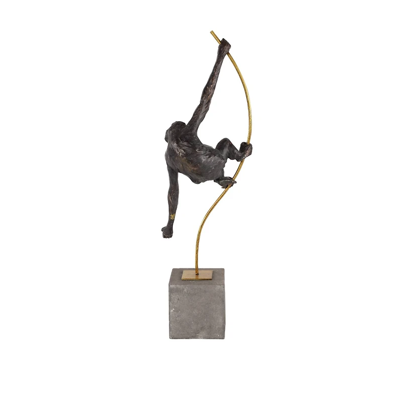 Black Resin Modern Sculpture, Monkey 23" x 7" x 5"