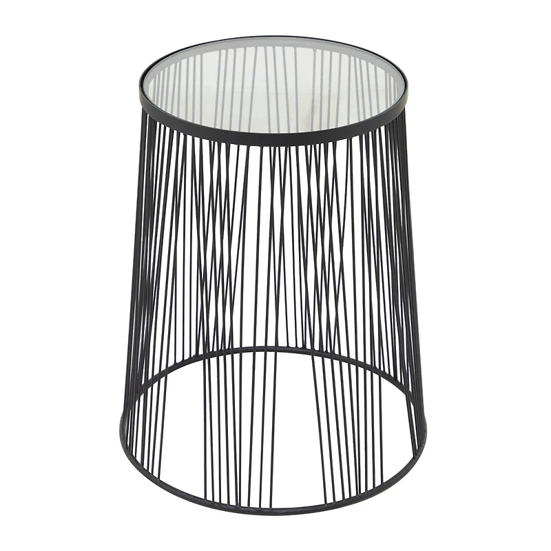 Black Metal Contemporary Accent Table, 22" x 18" x 18"