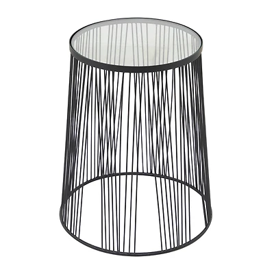 Black Metal Contemporary Accent Table, 22" x 18" x 18"