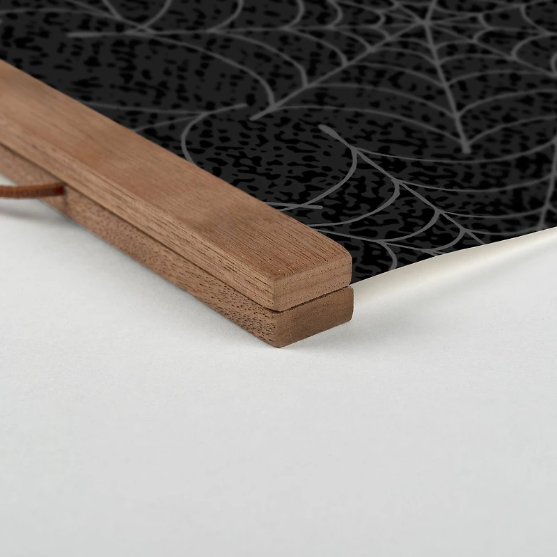 Happy Halloween Spider Webs 16" x 20" Teak Hanging Canvas