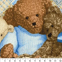 Fabric Traditions Blue Teddy Bear Panel Cotton Fabric
