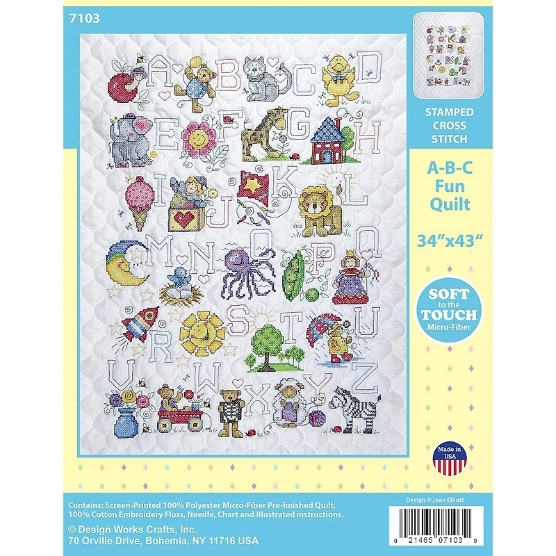 Design Works™ ABC Fun Stamped Quilt Cross Stitch Kit