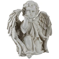 10" Ivory Cherub Angel on Knee with Dove Garden Statue