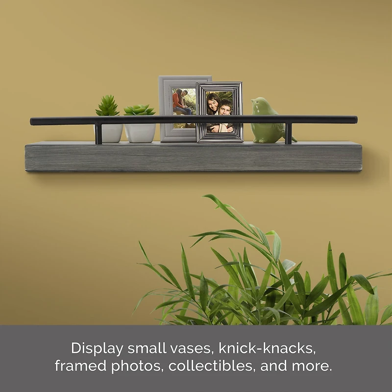 Melannco MDF & Metal Railing 24" Shelf