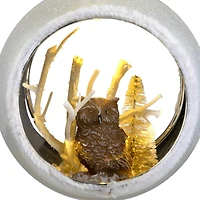 Silver And White Matte Cutout Owl Ball Ornament