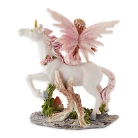 Magical Pink Fairy with Unicorn Figurine 5" x 2.25" x 6.5