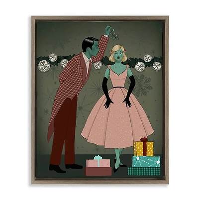 Stupell Industries Romantic Christmas Kiss Floating Frame Wall Art