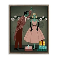 Stupell Industries Romantic Christmas Kiss Floating Frame Wall Art