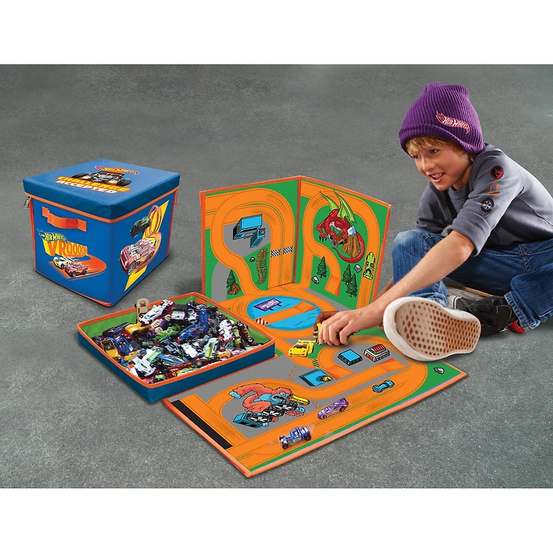 Tara Toy ZipBin Hot Wheels 300 Car Storage Cube & Playmat