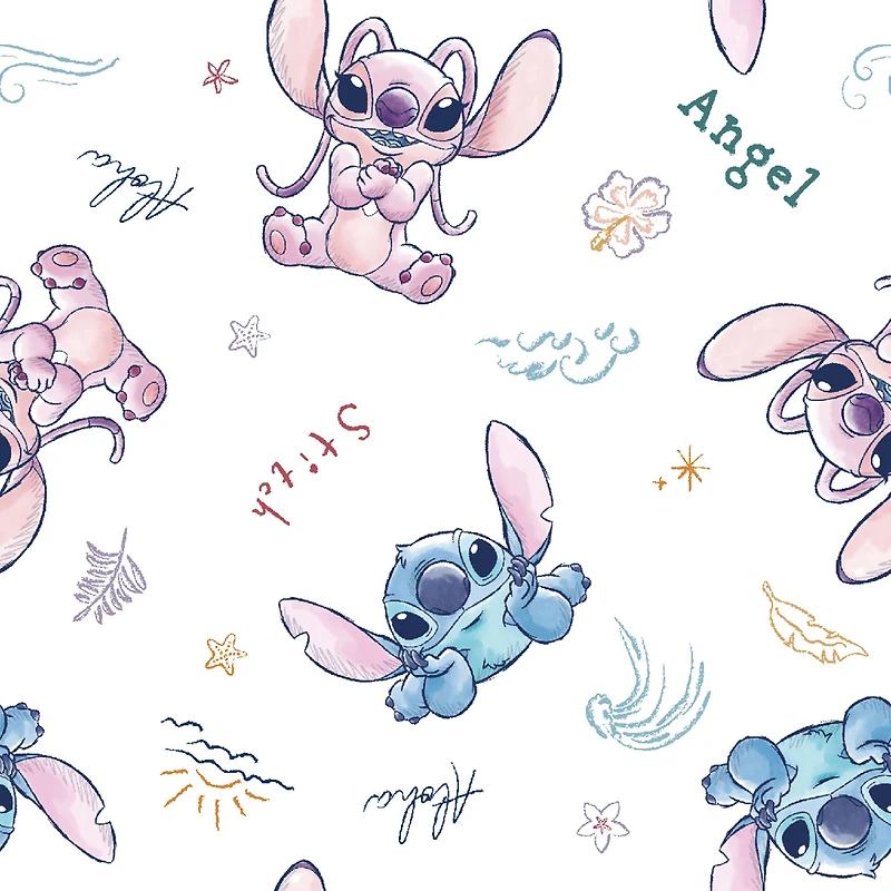 Disney® Stitch & Angel Sketch Cotton Fabric