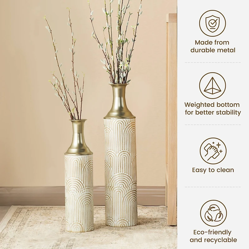 Glitzhome® Metal Modern Floor Vase Set