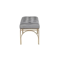 Grey Metal Glam Bench, 19" x 39" x 17"