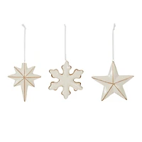 4" Ceramic Star & Snowflake Ornaments Set