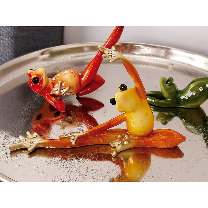 Set of 3 Gold Eclectic Polystone Frog Sculpture 8" x 5"