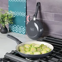 Spice by Tia Mowry Savory Saffron 2 Piece Ceramic Nonstick Aluminum Frying Pan Set