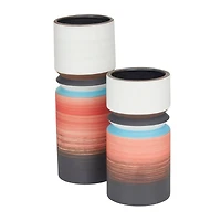 Set of 2 Multi Stoneware Modern Vase, 14" x 5" x 5"