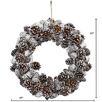 17" Snowy Pinecone Wreath