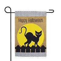 18" x 12.5" Black Cat Happy Halloween Outdoor Garden Flag