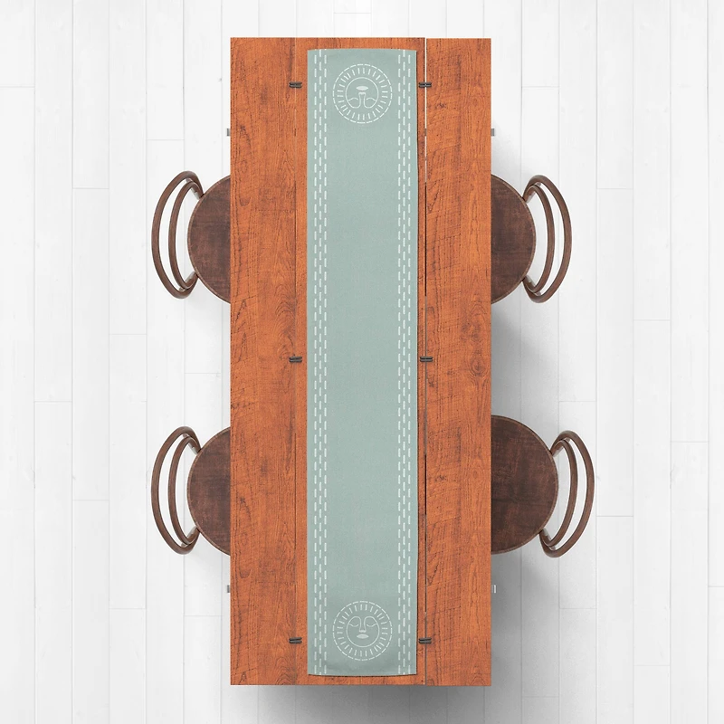 Teal Sun Face Twill Table Runner