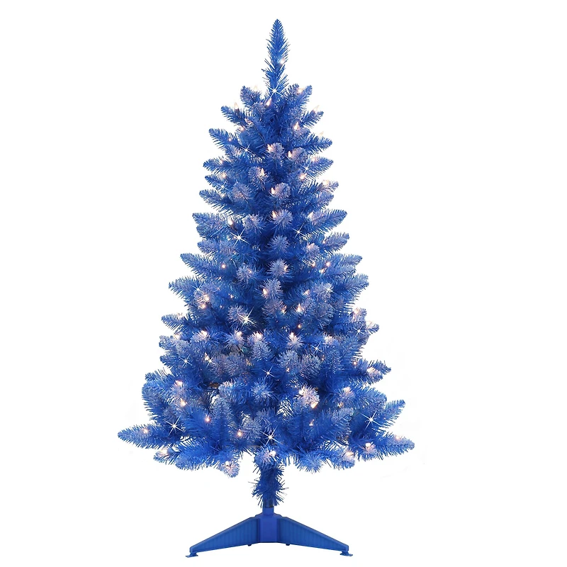 6 Pack: 4ft. Pre-Lit Fashion Blue Artificial Christmas Tree, Clear Lights