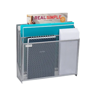 Mind Reader Network Collection Silver Metal Mesh 3-Tier Letter Size Vertical File Storage Basket