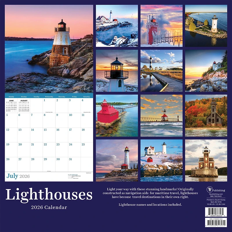 2026 Lighthouses Wall Calendar