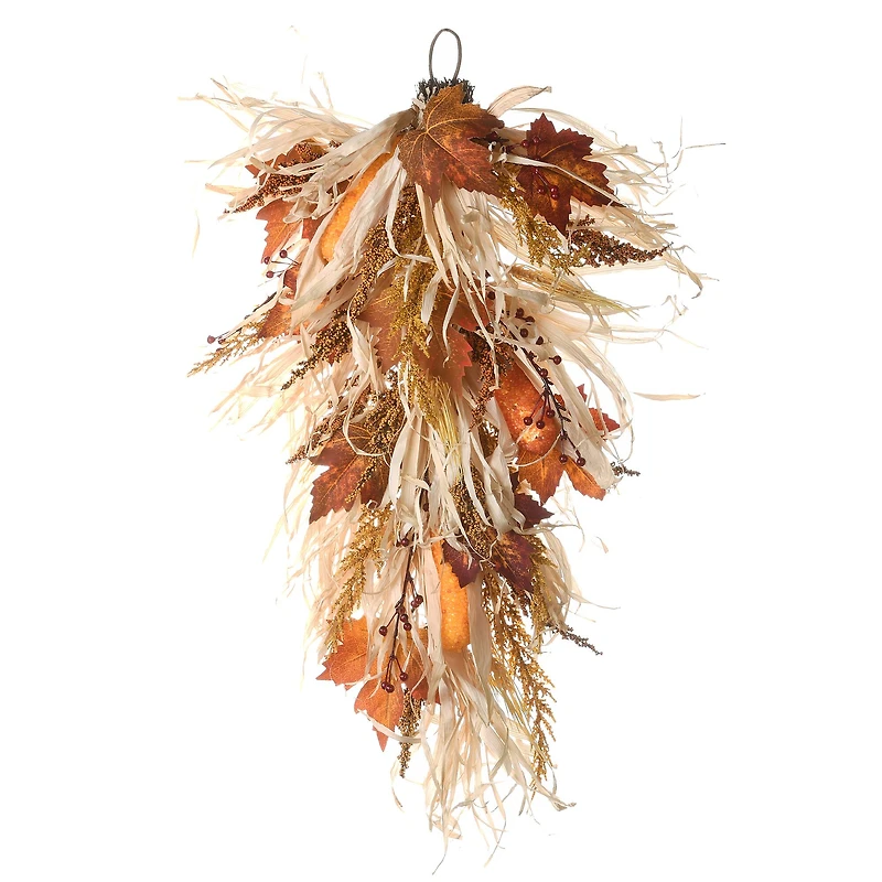 30" Harvest Raffia Teardrop Swag