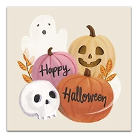 Happy Halloween Whispy Ghost & Jack-O-Lantern Canvas Wall Art