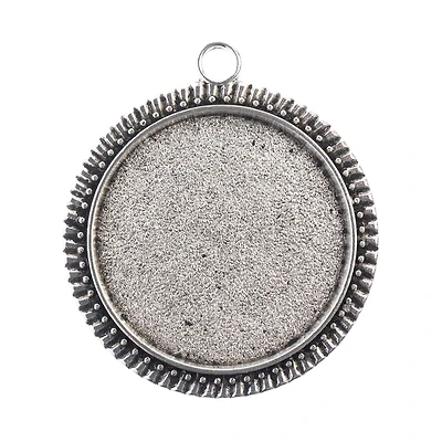 John Bead 32mm Antique Silver Round Pendant Frames, 3ct.