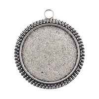 John Bead 32mm Antique Silver Round Pendant Frames, 3ct.