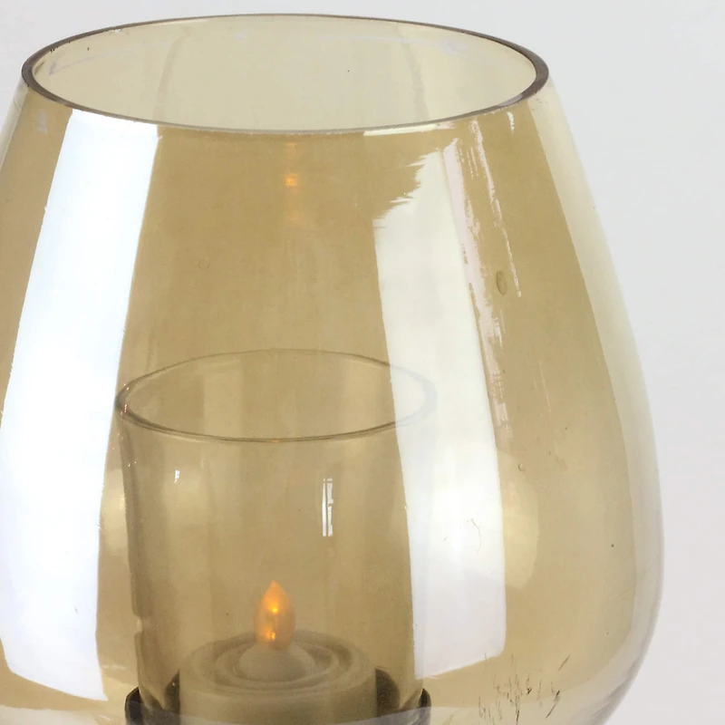 15" Decorative Medium Golden Luster Brown Stemmed Votive Candle Holder