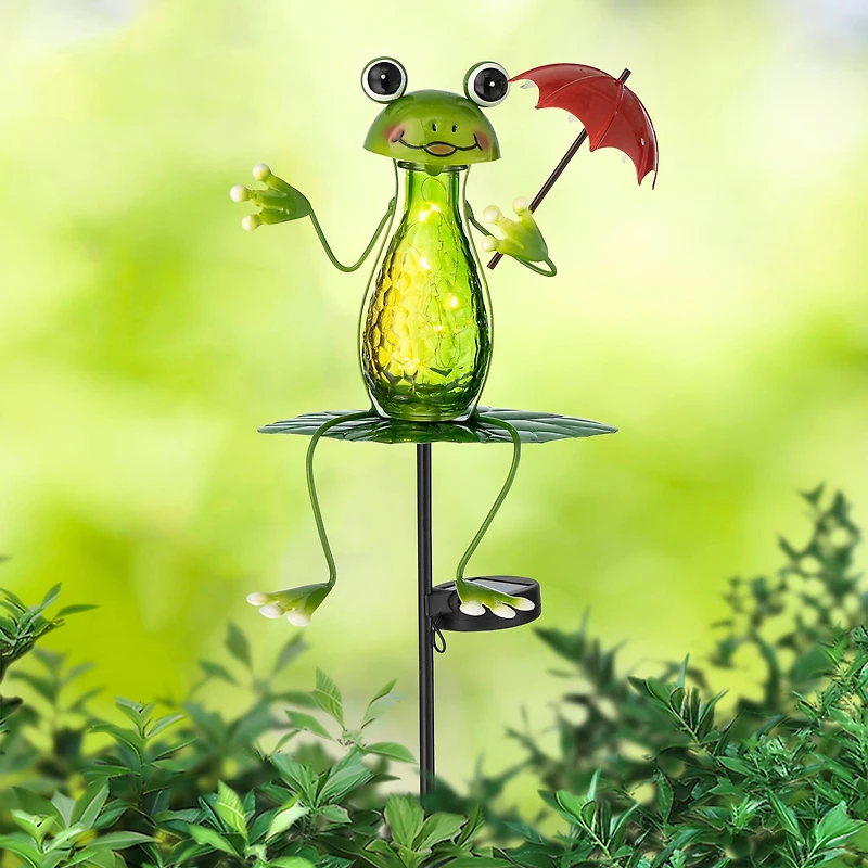 Glitzhome® 39" Solar Lighted Frog Garden Stake