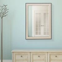 Head West Textured Gray Mat Framed Beveled Glass Accent Mirror