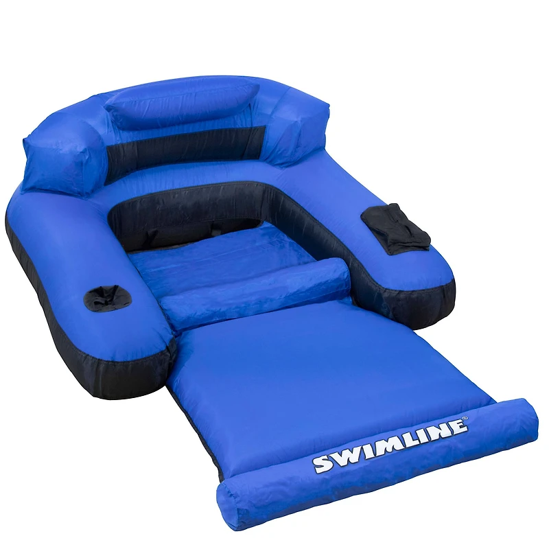 Swimline 4.5ft. Inflatable Blue & Black Ultimate Swimming Pool Chair Lounger