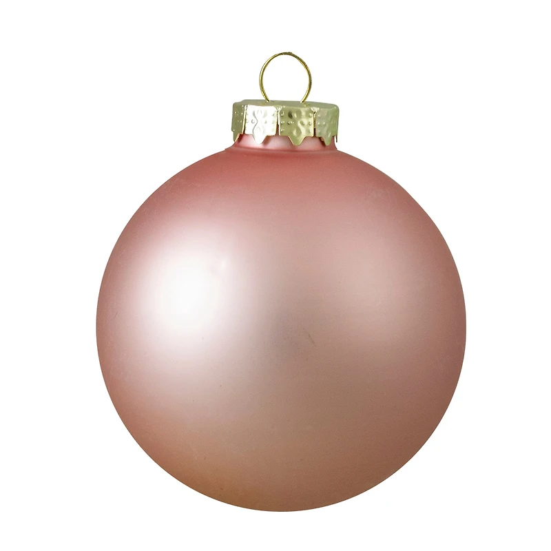 4ct. Pink 2-Finish Glass Ball Ornaments