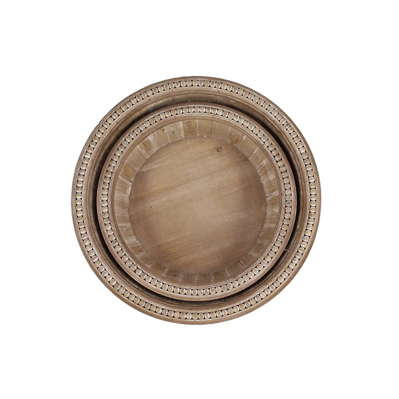 Brown Wood Rustic Tray Set