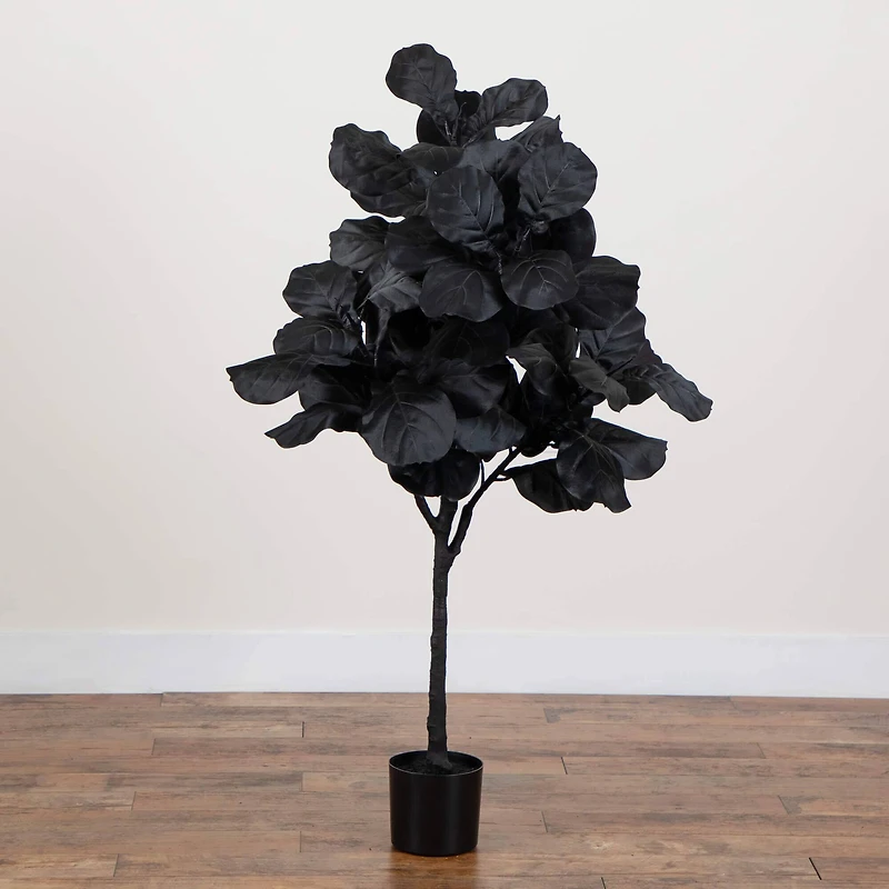 4ft. Artificial Halloween Black Fiddle Leaf Tree