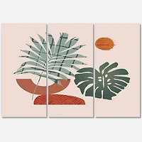 Designart - Moon & Sun Shapes In Retro Green & Terracotta Tone