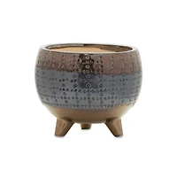 5.25" Dotted Ceramic Planter with Pewter Accent